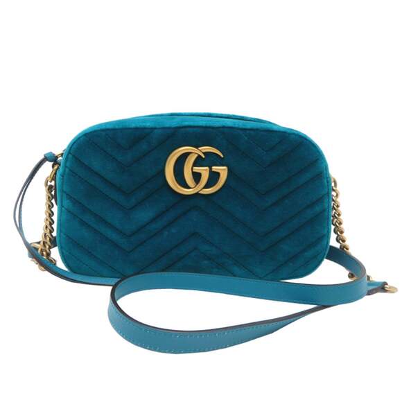 GUCCI Handbags - Gucci GG Marmont Chain Shoulder Bag, Women's, 447632, Velvet, Green